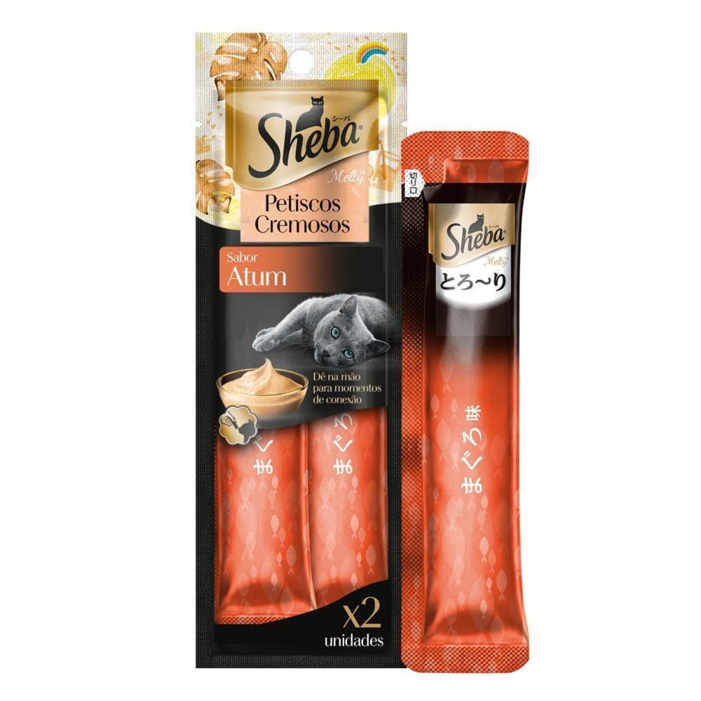 Petisco Cremoso Sabor Atum Gatos Adultos 2 Unidades Sheba