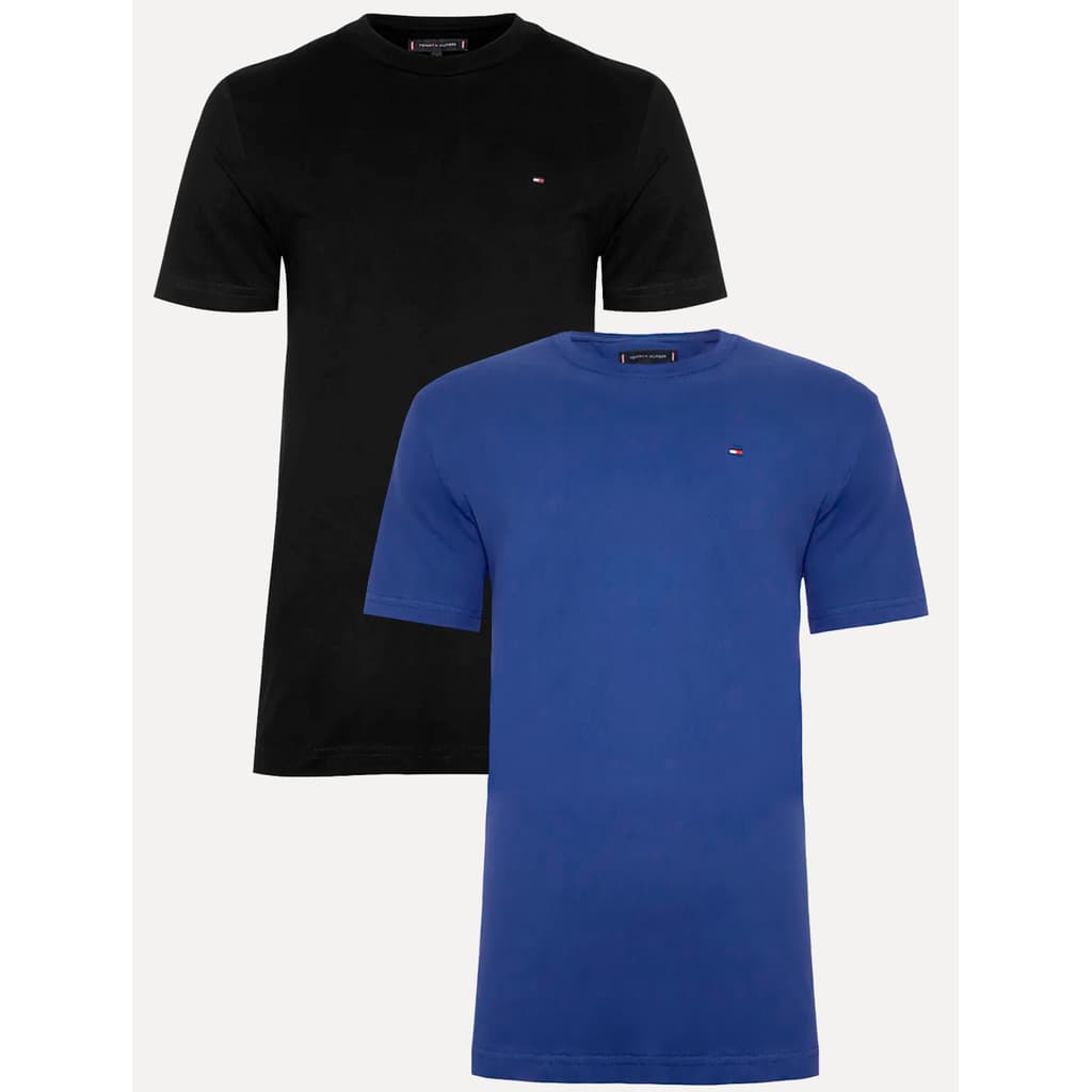 Kit Camisetas Tommy Hilfiger Original | Essential Preta/Azul Royal 2UN
