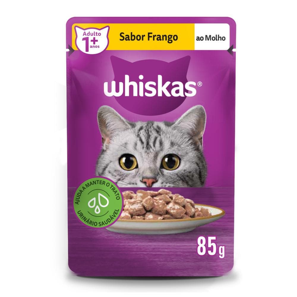 Ração Úmida Sachê Frango ao Molho para Gatos Adultos 85 g Whiskas