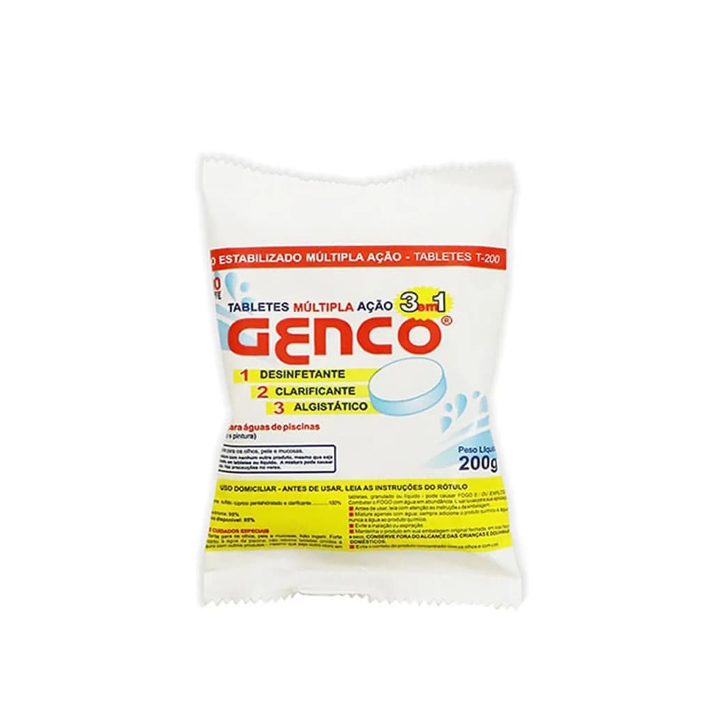 Pastilha Cloro Genco 3 em 1 200g – Tablete Múltipla Ação SH