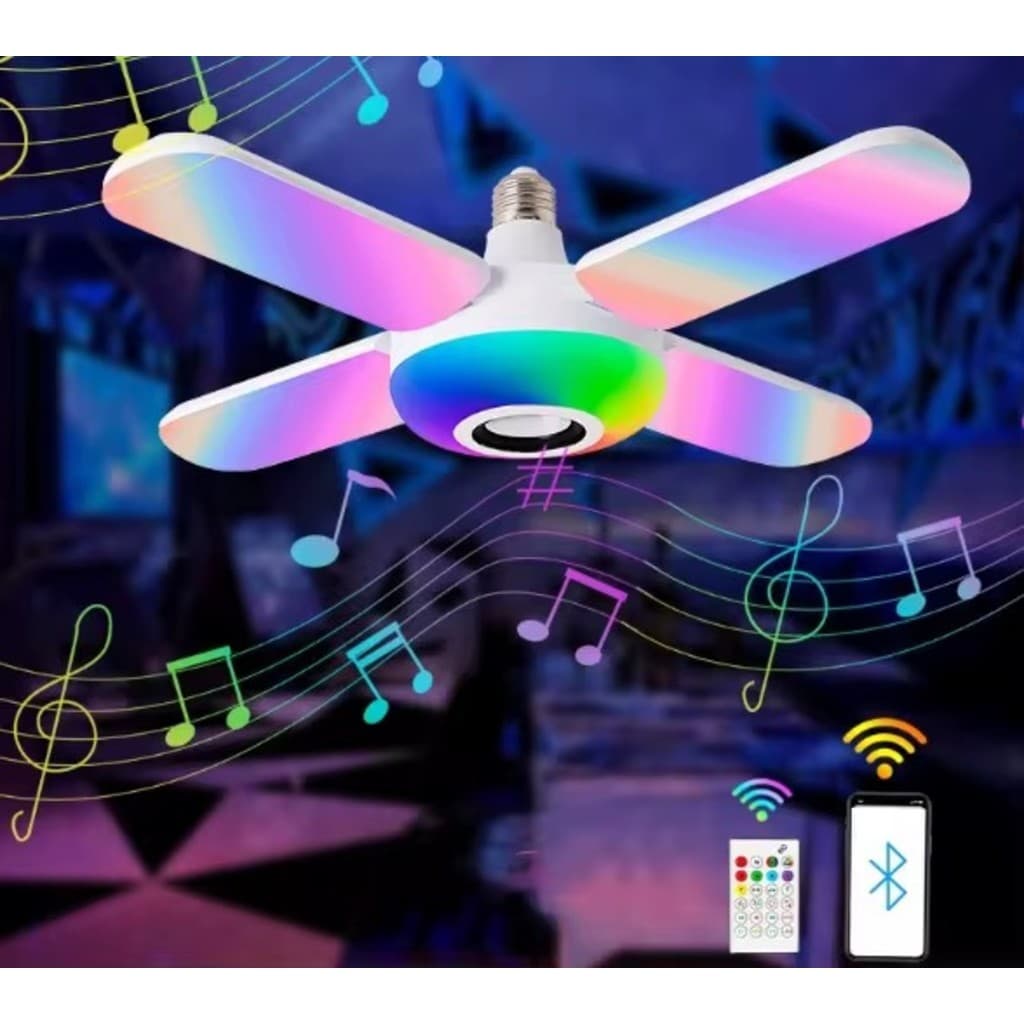 Luminária de Teto LED RGB com Caixa de Som Bluetooth Controle Remoto 40W Soquete E27