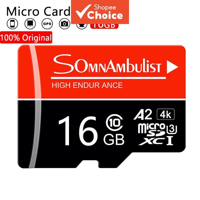 Cartão Micro SD (TF) Original SomnAmbulist 16GB - Classe 10 A1/A2 de Alta Velocidade para Dashcams e Câmeras 80MB/s à