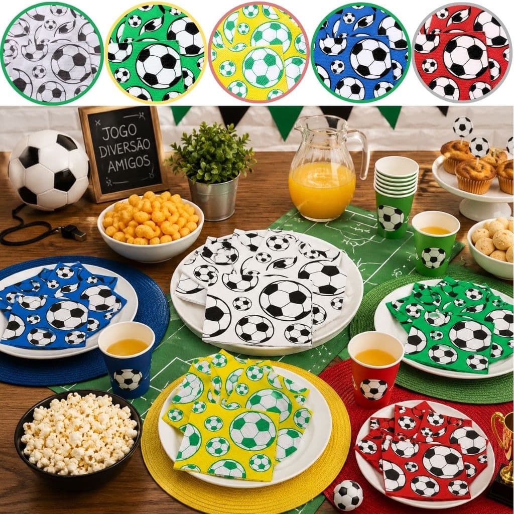 50~250 GUARDANAPOS FESTA FUTEBOL COPA CORES 19,5 X 21,5CM (VALE) CHOCO