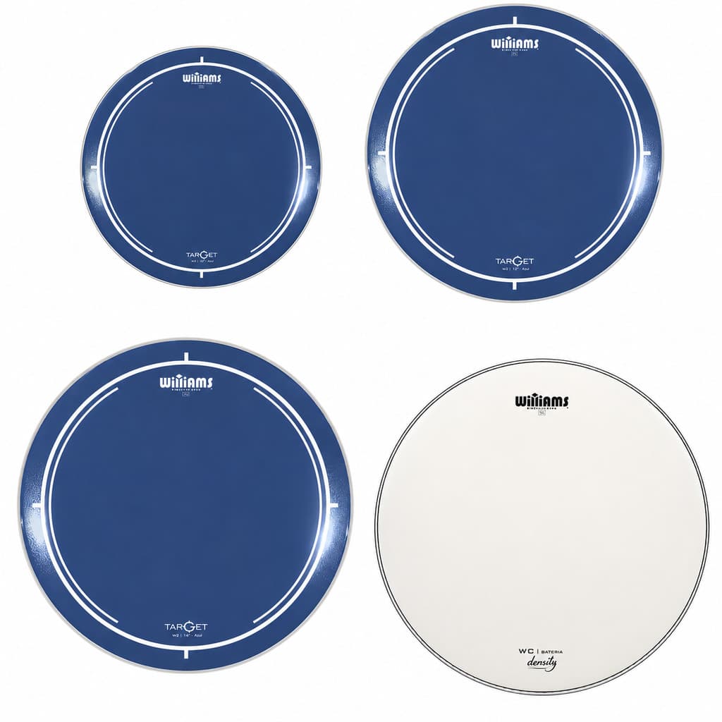 Kit Peles Williams Target Tom Pack 10 12 14 Azul Com Pele Caixa 14 Hidráulica Bateria Acústica