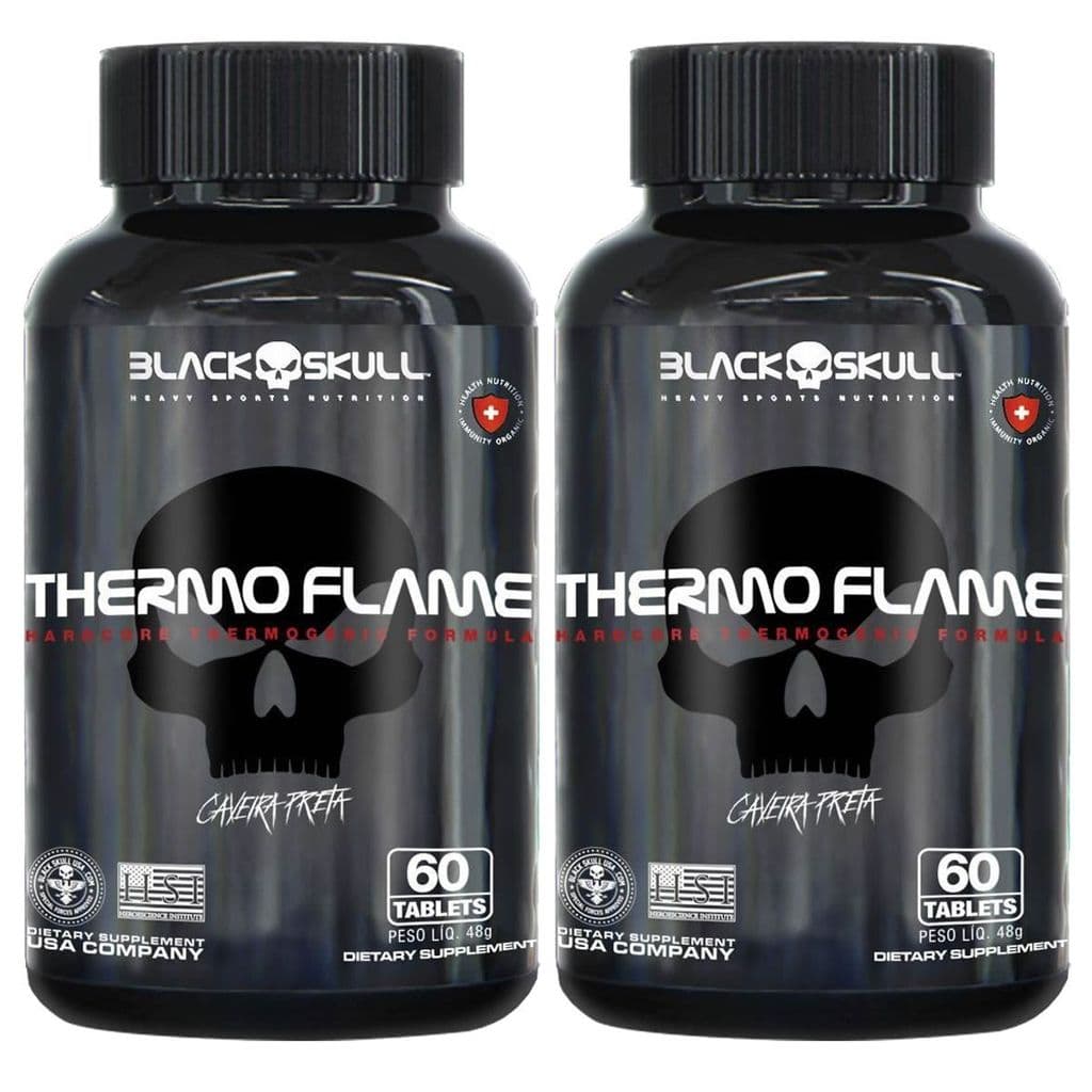 Kit 2X Thermo Flame Hardcore Termogênico - 60 Tablets - Black Skull