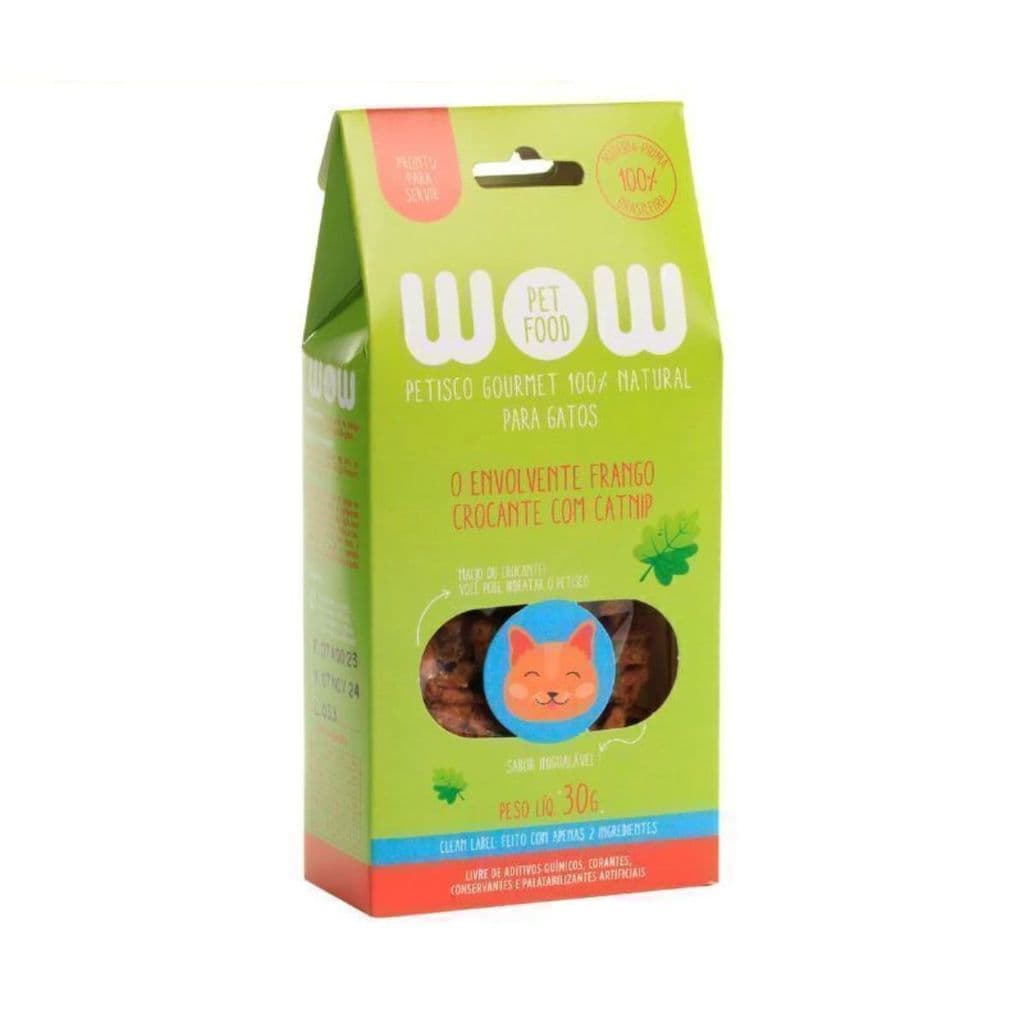Petisco Wow Pet Para Gatos Sabor Frango Crocante + Catnip