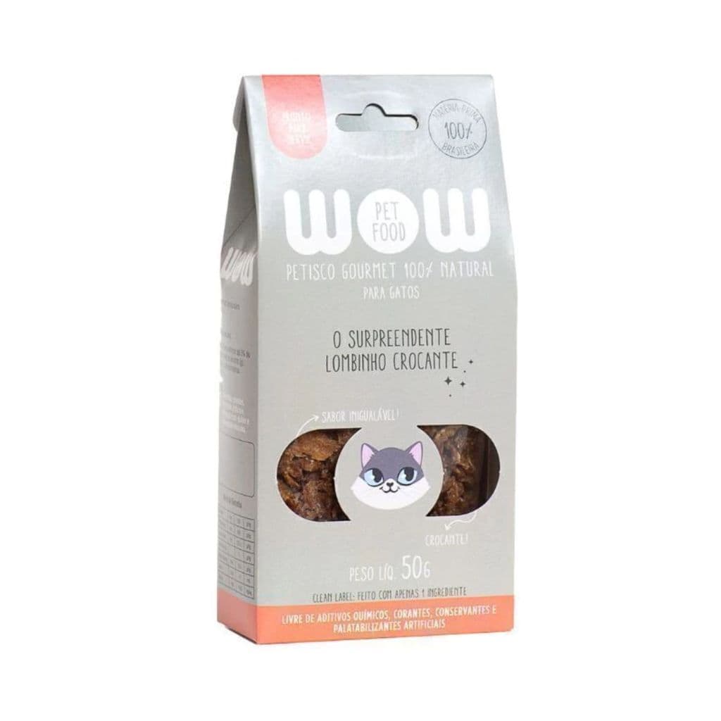 Petisco Wow Pet P/ Gatos Sabor Lombinho Crocante 100% Natura