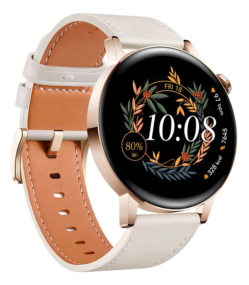 Smartwatch Huawei Watch Gt 3 42mm Blanco+Freebuds 4i Caixa Plateada Bisel Preto
