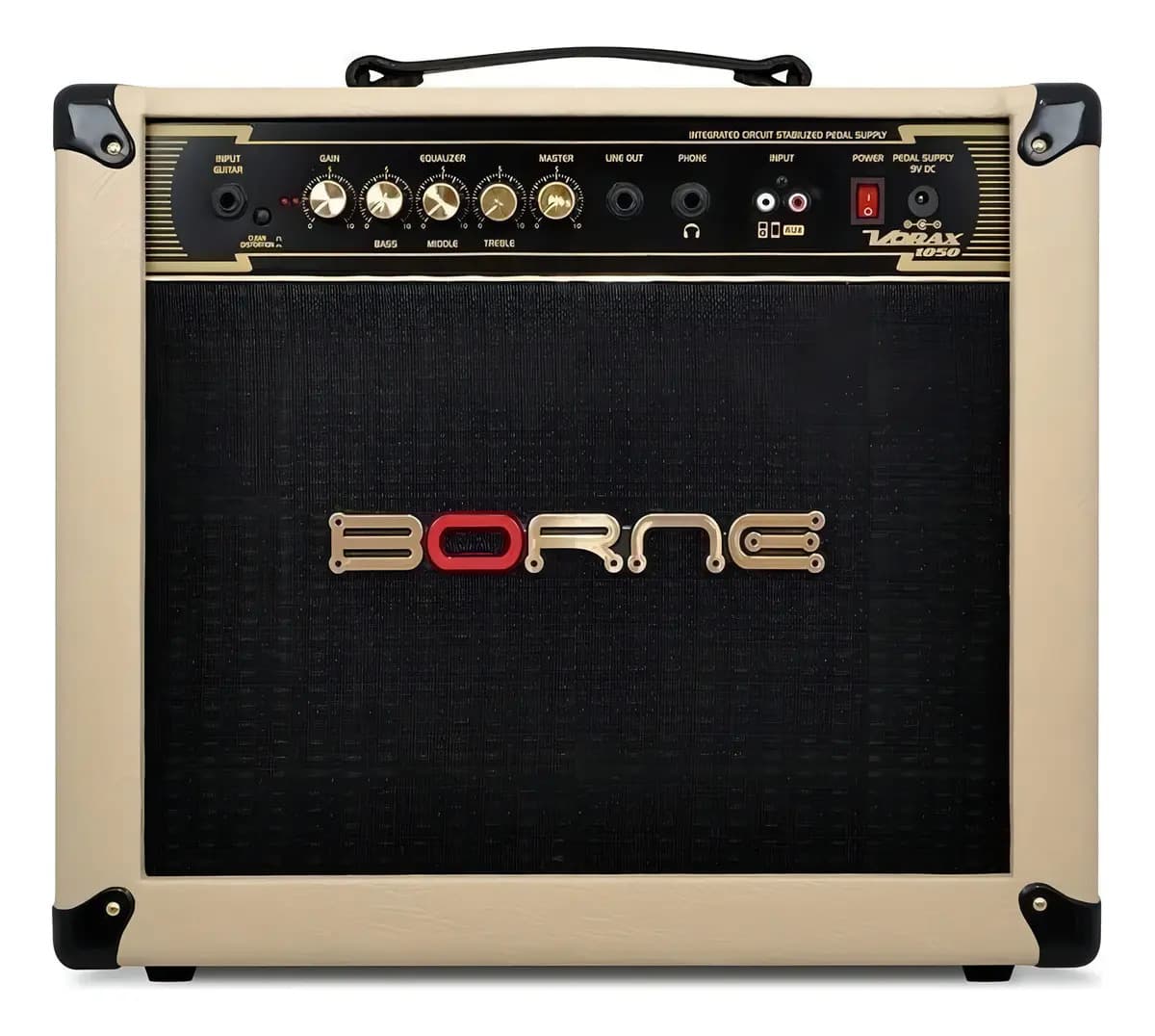 Amplificador Borne Vorax 1050 Transistor para guitarra de 50W cor creme/dourado