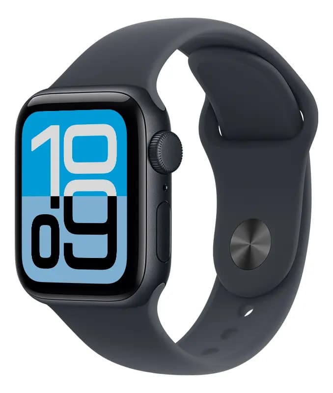 Apple Watch SE 3 GPS • Caixa meia-noite de alumínio – 44 mm • Pulseira esportiva meia-noite – P/M