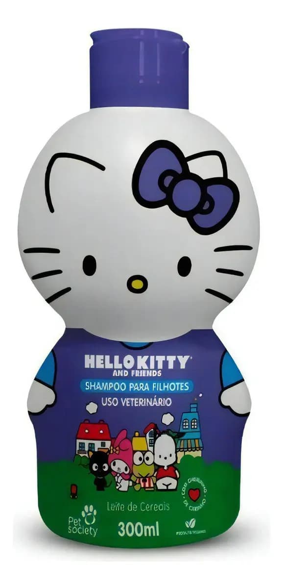 Shampoo Pet Society Hello Kitty 300ml Uso Tópico Para Cachorro
