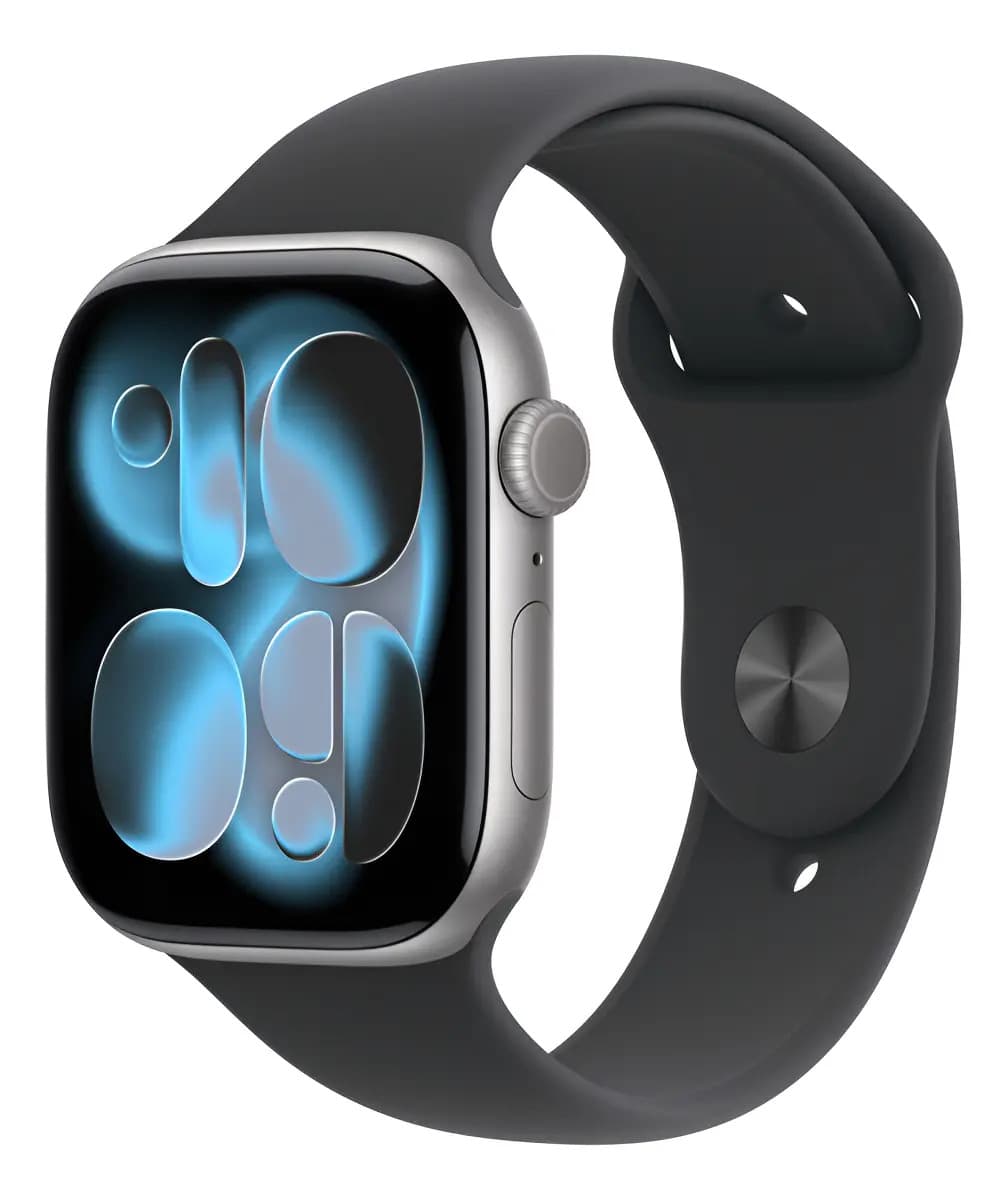 Apple Watch Series 11 GPS - Caixa cinza-espacial de alumínio – 46 mm - Pulseira esportiva preta – P/M