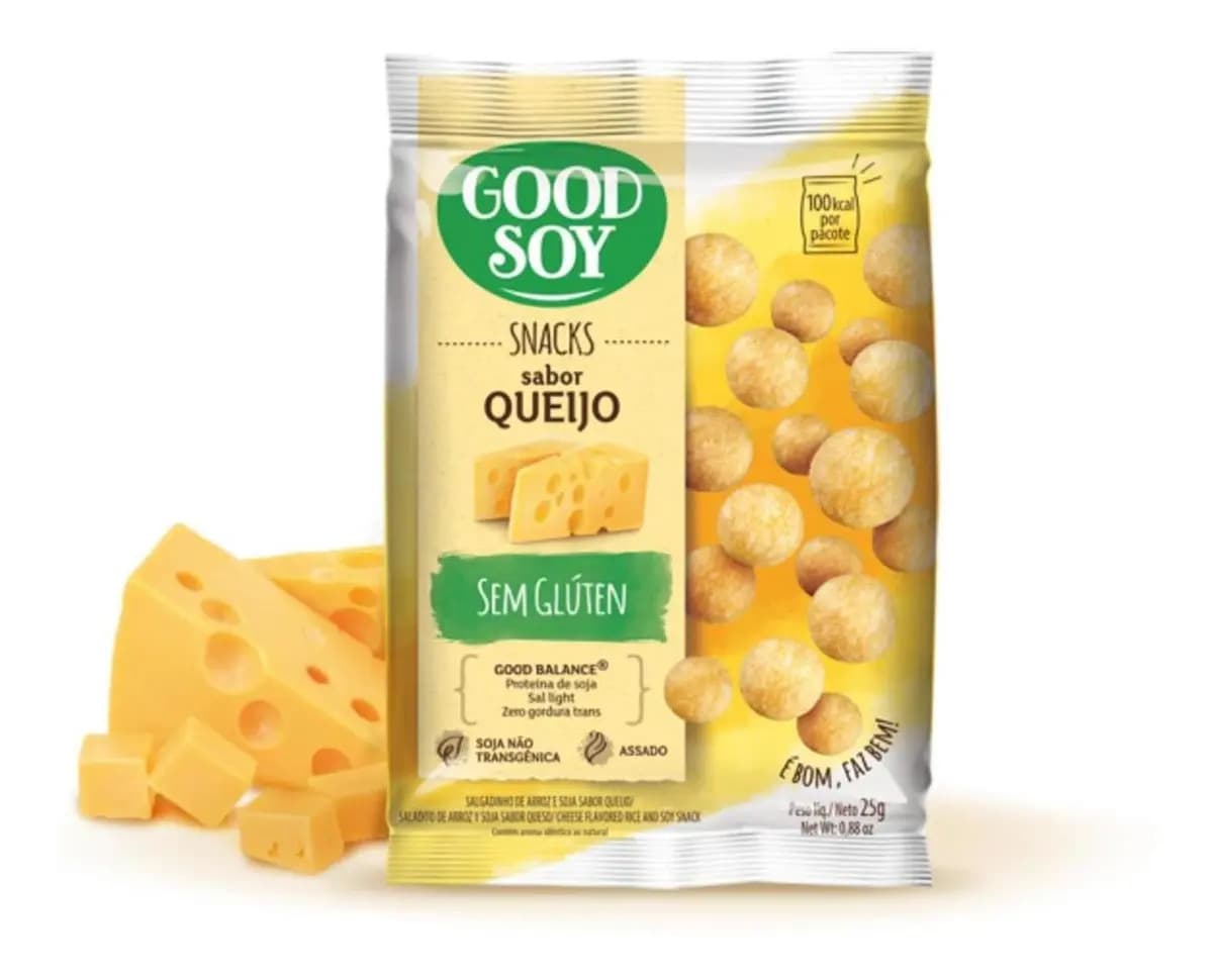 12x Snacks De Soja Goodsoy Sabor Queijo 25g