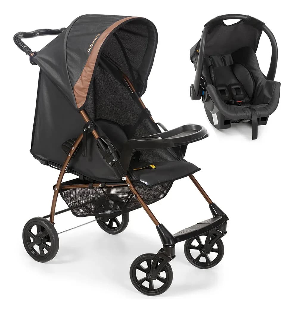 Carrinho Bebê Romano Travel System G22 Galzerano-preto Cobre
