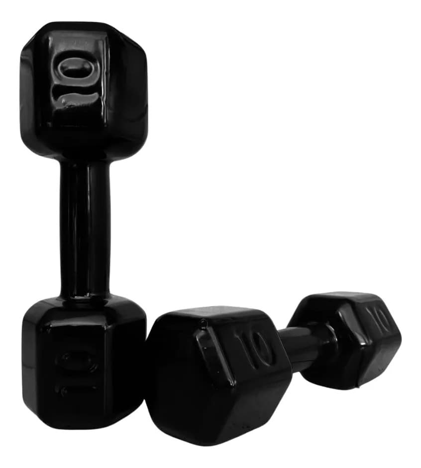 Par Halter Sextavado 10kg Emborrachado Profissional Academia