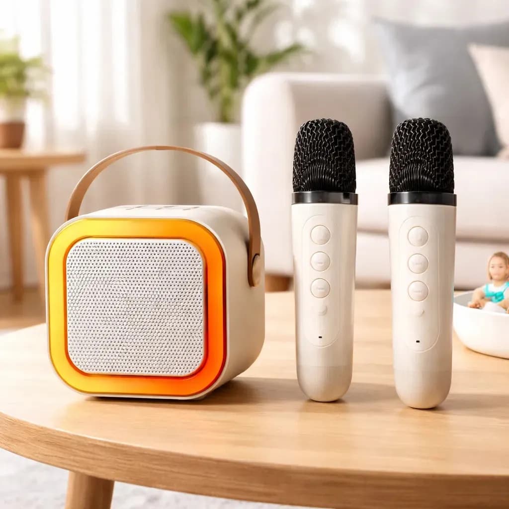 Caixa Som Infantil Karaokê Bluetooth 2 Microfones Portátil Cor Caixa De Som Bluetooth S/fio 127/220V
