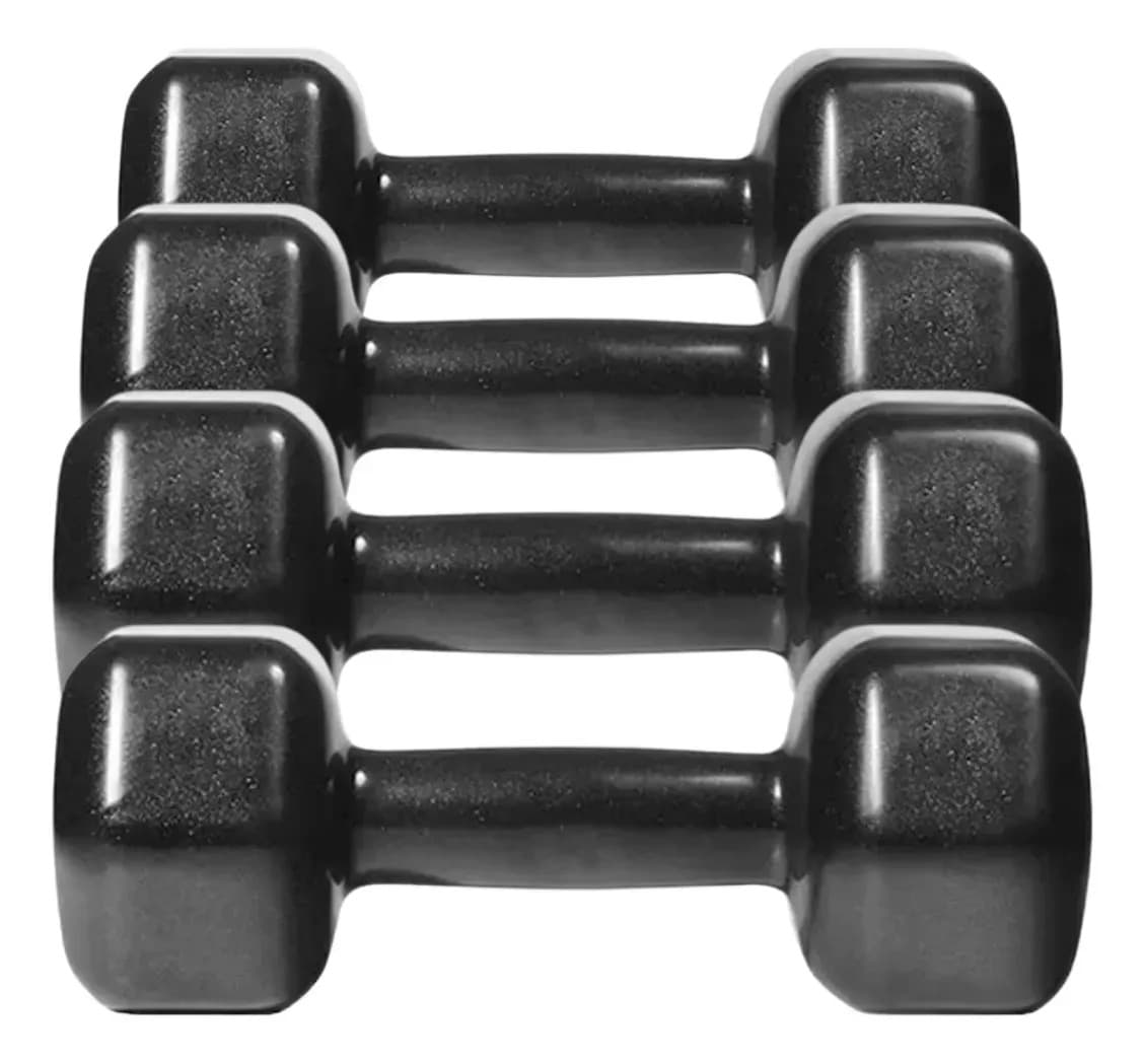 Kit Halteres Emborrachado Sextavado 2 Und 6kg + 2 Und 10kg Preto