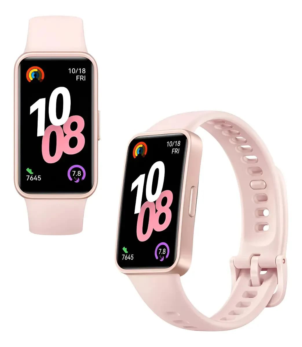 Smartwatch Huawei Band 10 Relógio Inteligente Fitness Saúde Caixa Rosa Pulseira Rosa Bisel Rosa Desenho da pulseira Fluoroelastômero