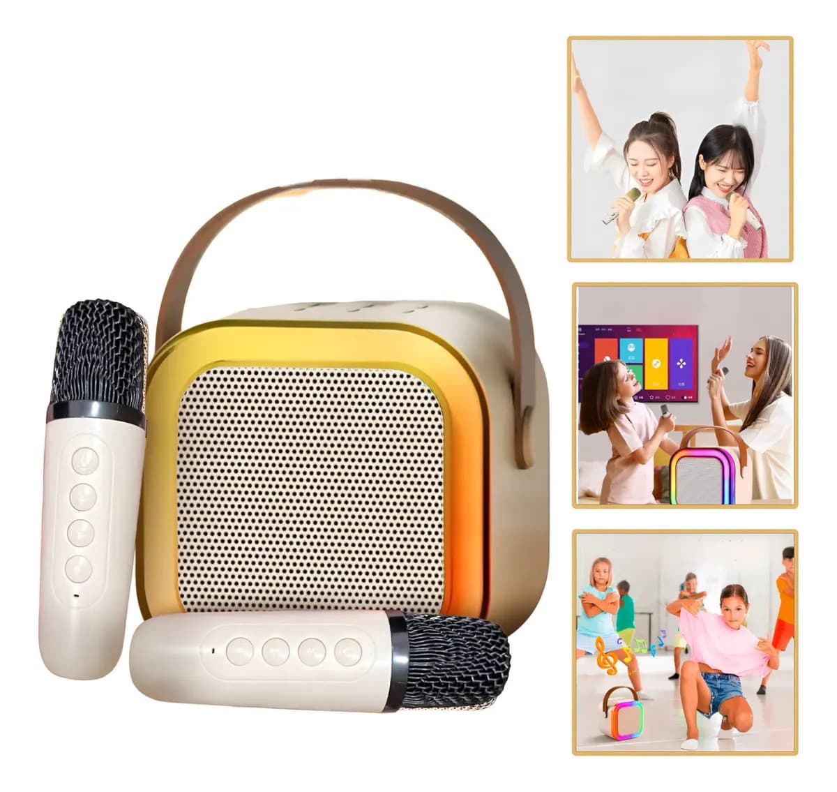 Caixa Som Infantil Karaokê Bluetooth 2 Microfones Portátil Cor Caixa De Som Bluetooth S/fio