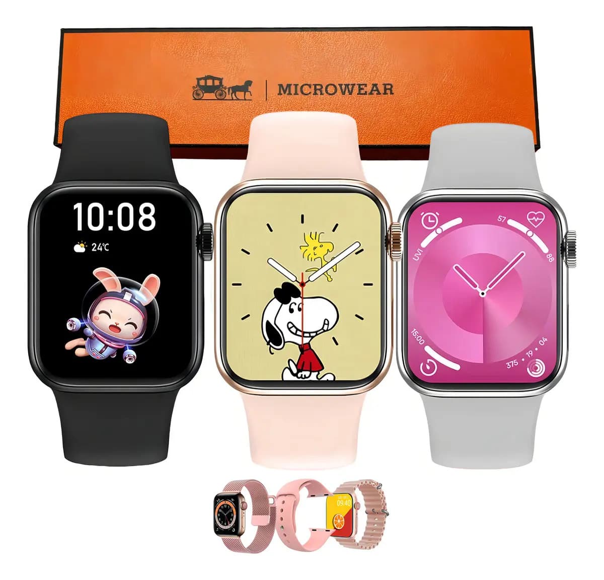 Relógio Smartwatch By Microwear Mini Pro 41mm Rosa Funções Bluetooth