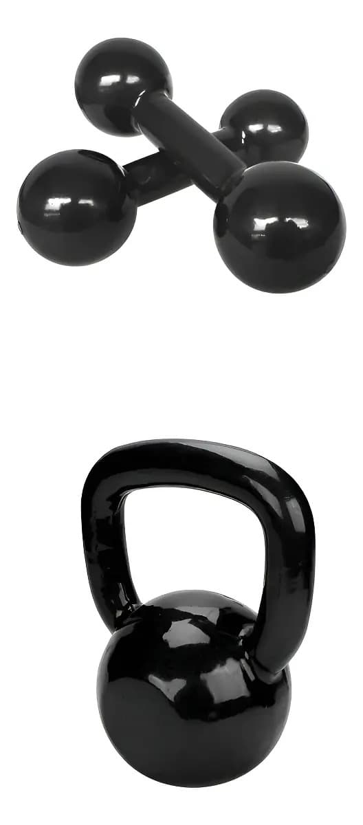 Kit Evolution Sports Kettlebell 10kg + Par Halteres Emborrachados 5kg
