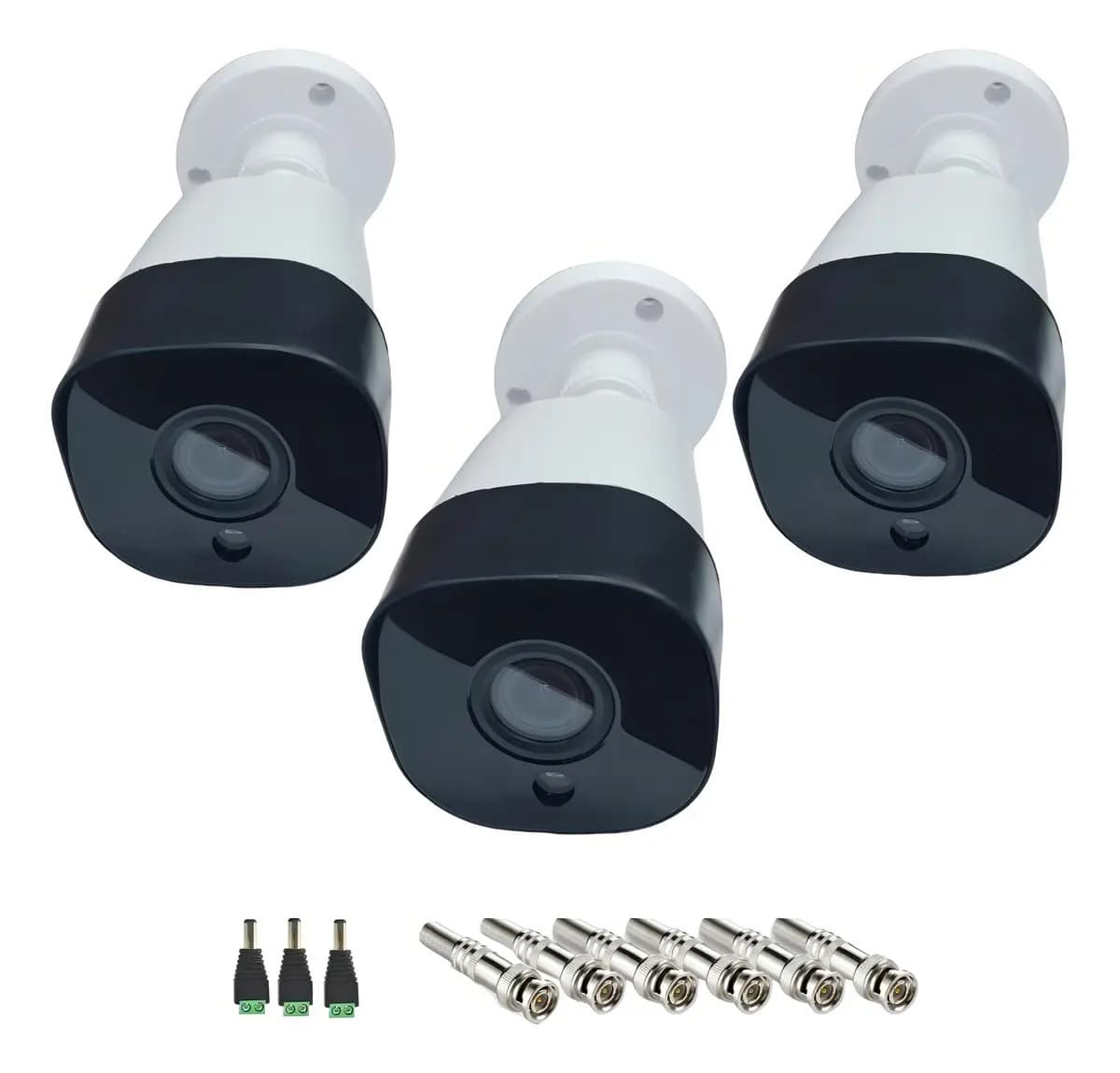 Kit com 3 Câmeras AHD Full HD de 2.0 MP para Segurança Poli-Cftv