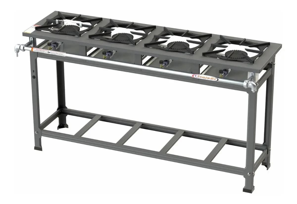 Fogão 4 Bocas Linha Grelhas 30x30 Alta Pressão Industrial Gas
