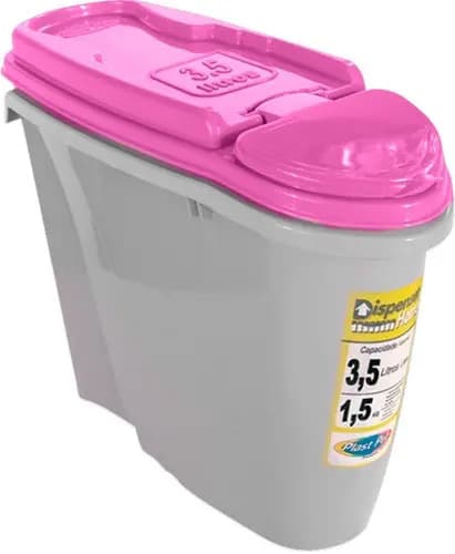 Dispenser Home Porta Ração Plast Pet 3,5l Diversas Cores Cor Rosa
