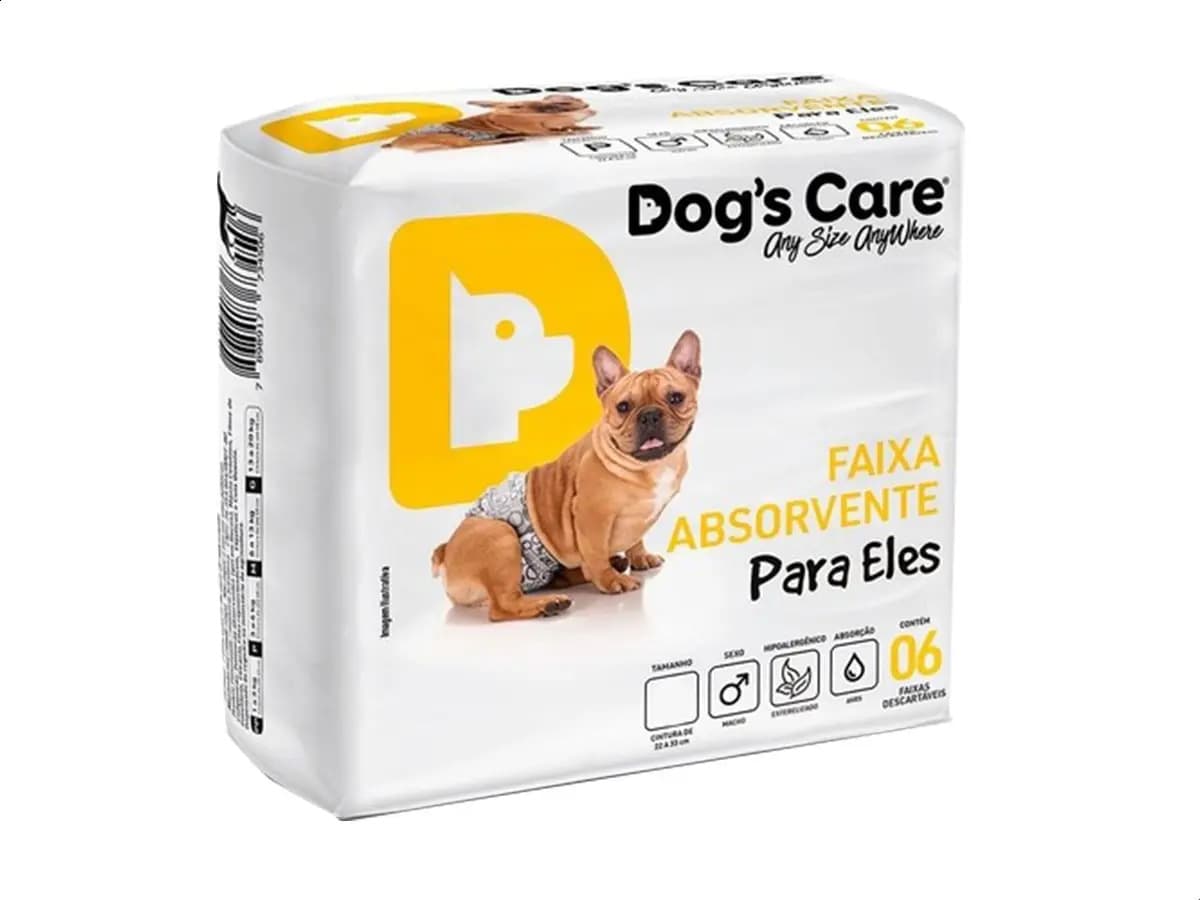 Fralda Higiênica Dog's Care Cães Machos Tamanho M 6 Unidades