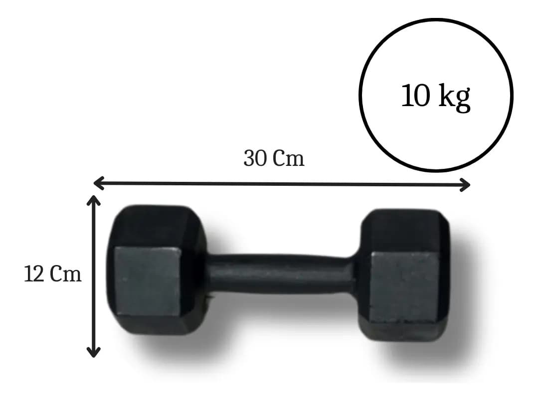 Halter Sextavado Ferro 10kg Antriderrapante Para Musculação