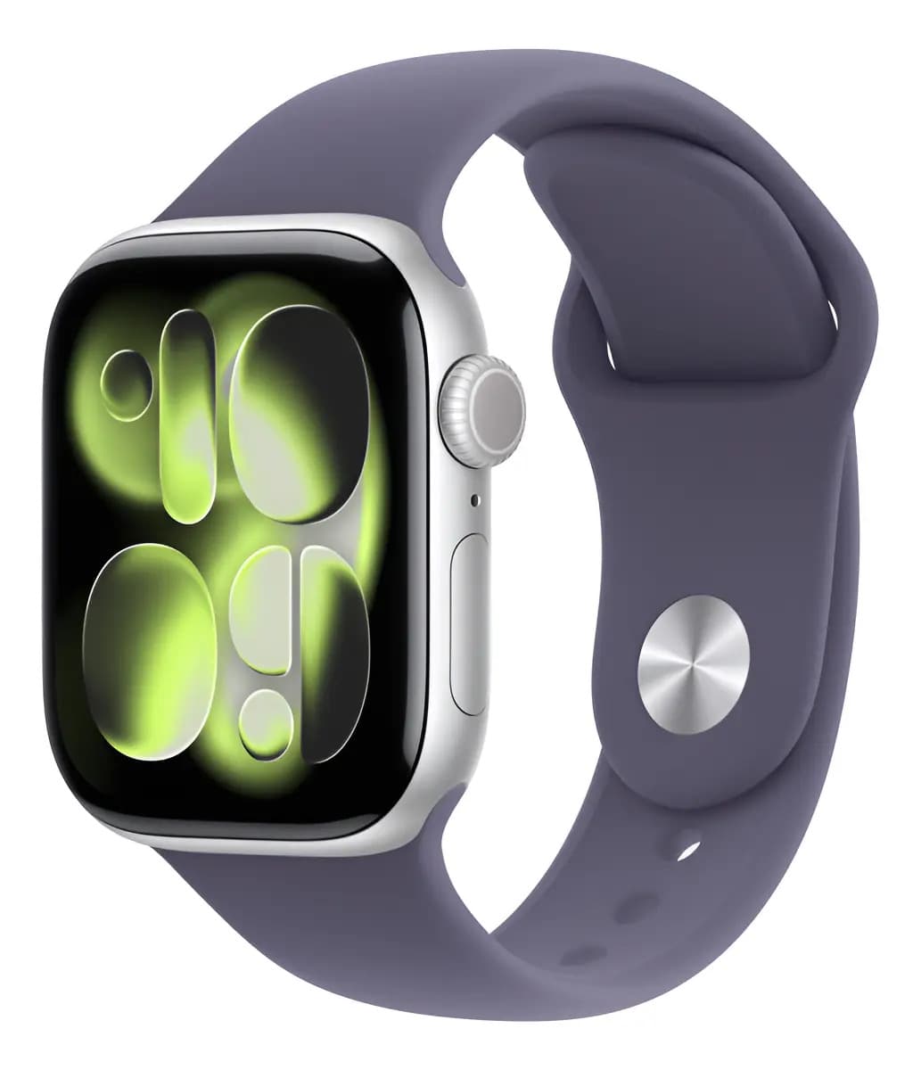 Apple Watch Series 11 GPS Cellular Caixa prateada de alumínio 42 mm Pulseira esportiva roxo-névoa