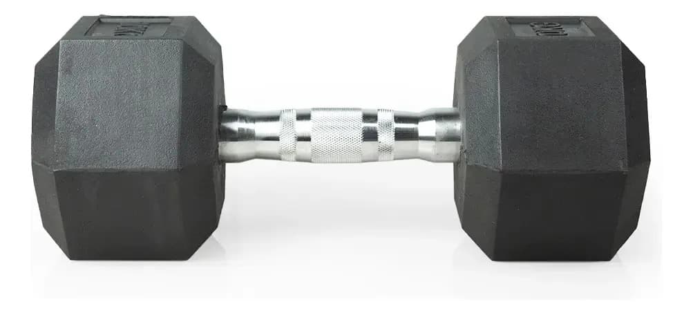 Halter 10kg Emborrachado Sextavado Cromado Dumpbell Academia