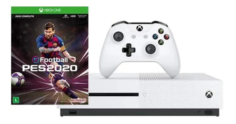 Microsoft Xbox One S 1TB Pro Evolution Soccer 2020 cor branco