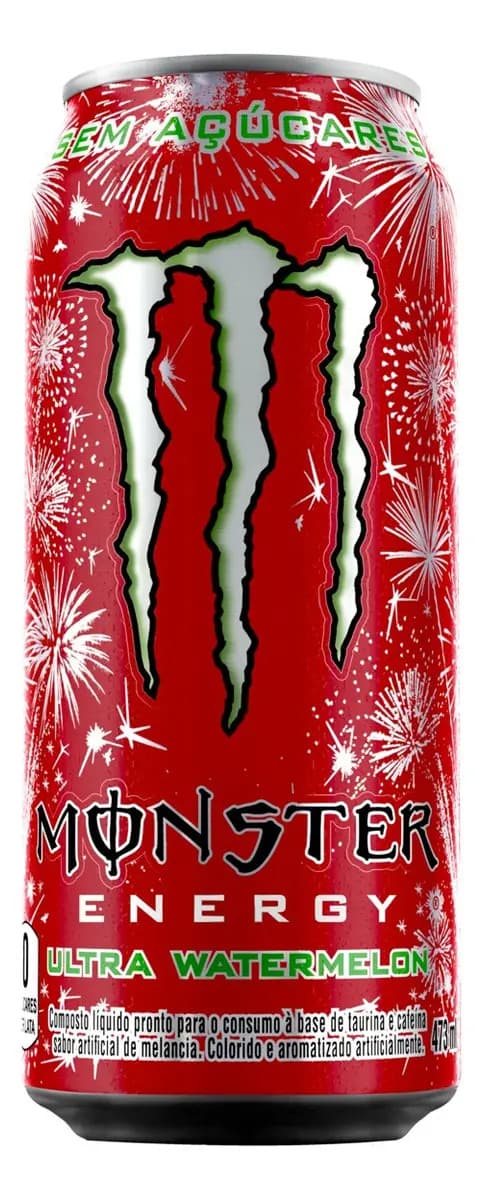 Energético Ultra Watermelon Zero Açúcar Monster Lata 473ml