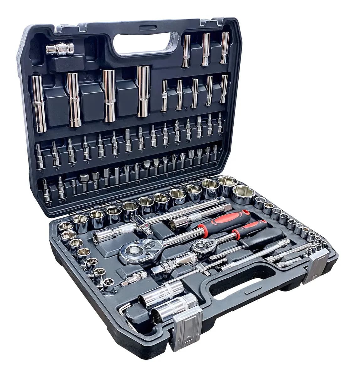 Kit Ferramentas Catraca e Soquetes 94 Peças Cromado Pci Ferramentas