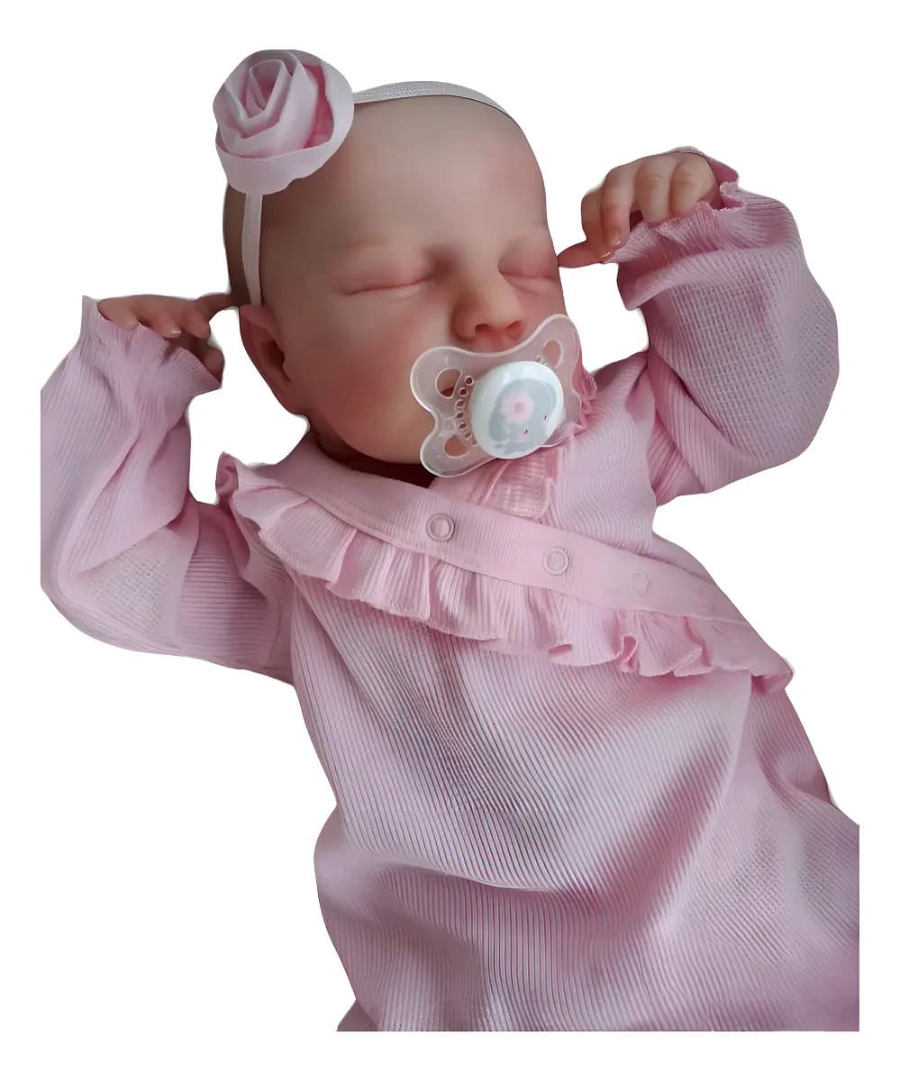 Bebê Reborn Menina Dormindo Luxo com Acessórios e Cheirinho de Bebê
