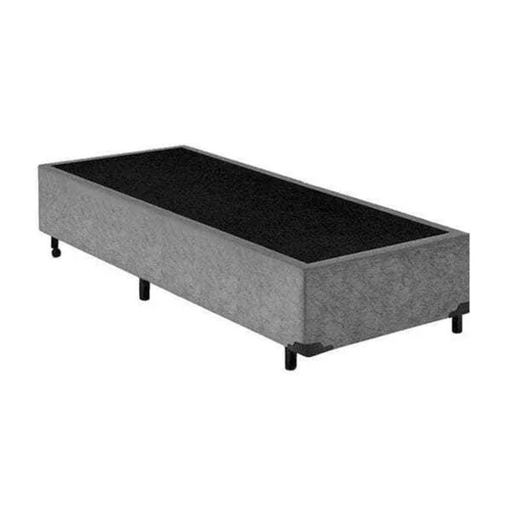 Base Cama Box Solteiro Cinza Suede(88x188x35) - Cinza