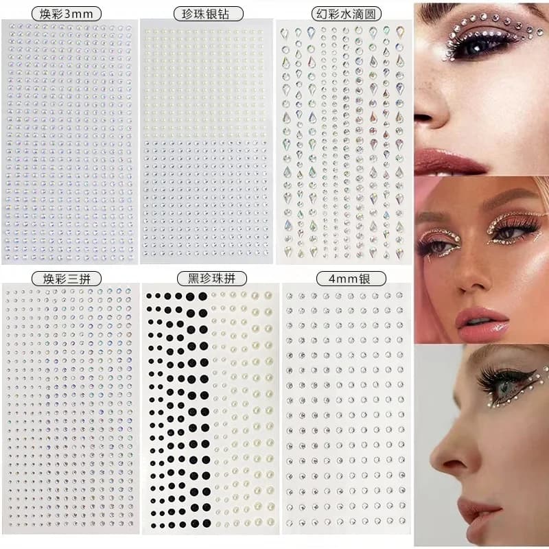 White Rhinestones 2mm 3mm 4mm Acrylic Diamonds Flatback Gems For Nail Art Face Body Makeup Star Pearl Hollow Star Decor