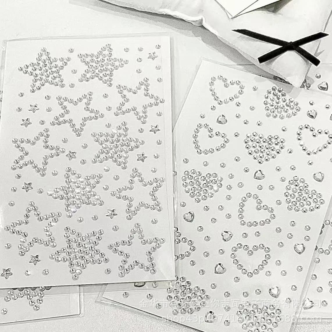 Silver Star Heart Rhinestone Stickers Flatback Gems for DIY Nail Art Card Decoration Scrapbook Supplies Blogger Style