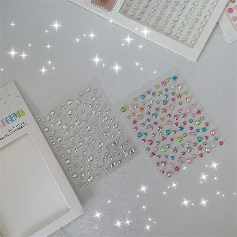 Water Drop Heart Crushed Diamond Face Stickers Stage Makeup Eye Pearl Gem Sparkle Self Adhesive Decoration Craft