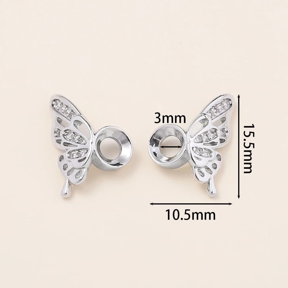 1Pcs 14/18K Gold Color Plated Butterfly Wings Spacer Beads with Zircon for DIY Bracelet Necklace Jewelry Making Accessories
