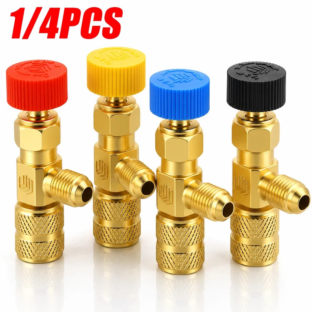 1/4PCS Air Conditioning Refrigerant Safety Valve R410A R22 1/4"" Refrigeration Charging Safety Liquid Adapter Hand Tool Parts