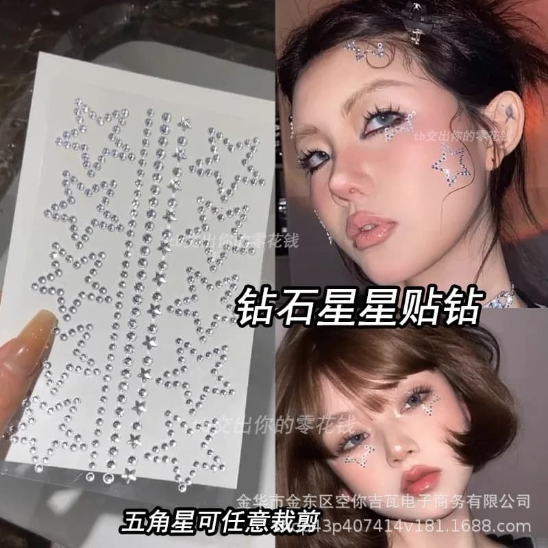 Rhinestone Face Stickers Star Butterfly Nose Bridge Gems Self Adhesive for Concert Support Makeup Stage Performance Bulk