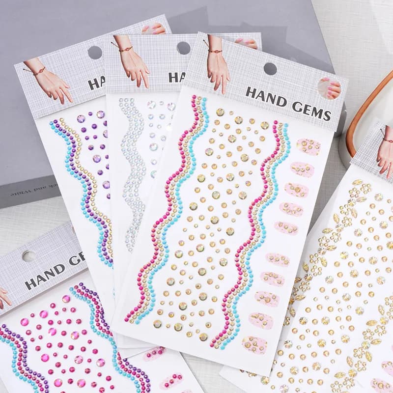 Nail Bracelet Rhinestone Stickers Self Adhesive Acrylic Gems 2 in 1 for Stage Makeup Model Decor Wholesale Hot Selling
