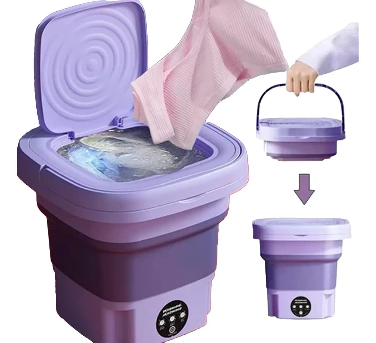 Mini Lava Roupa Portátil 6l Dobrável, 36w E Centrifugação Cor Sortido