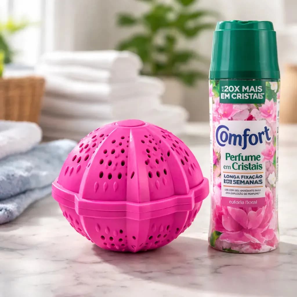 Kit Lava Roupas Ecoball Okoball + Amaciante Comfort Boom Euforia Floral 1500 Lavagens