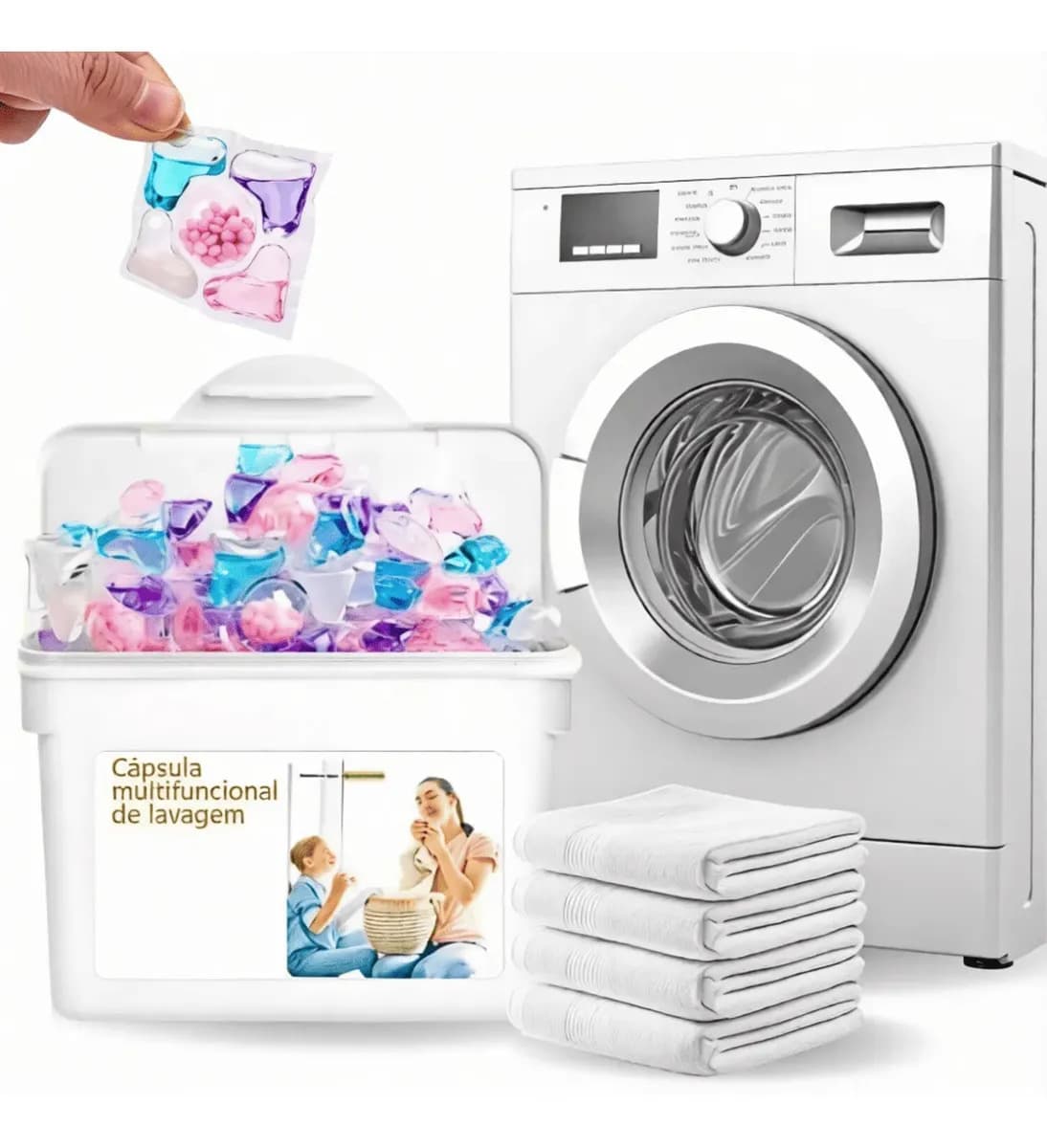 50 Cápsulas Lava Roupa Detergente Limpeza Completa Máquinas