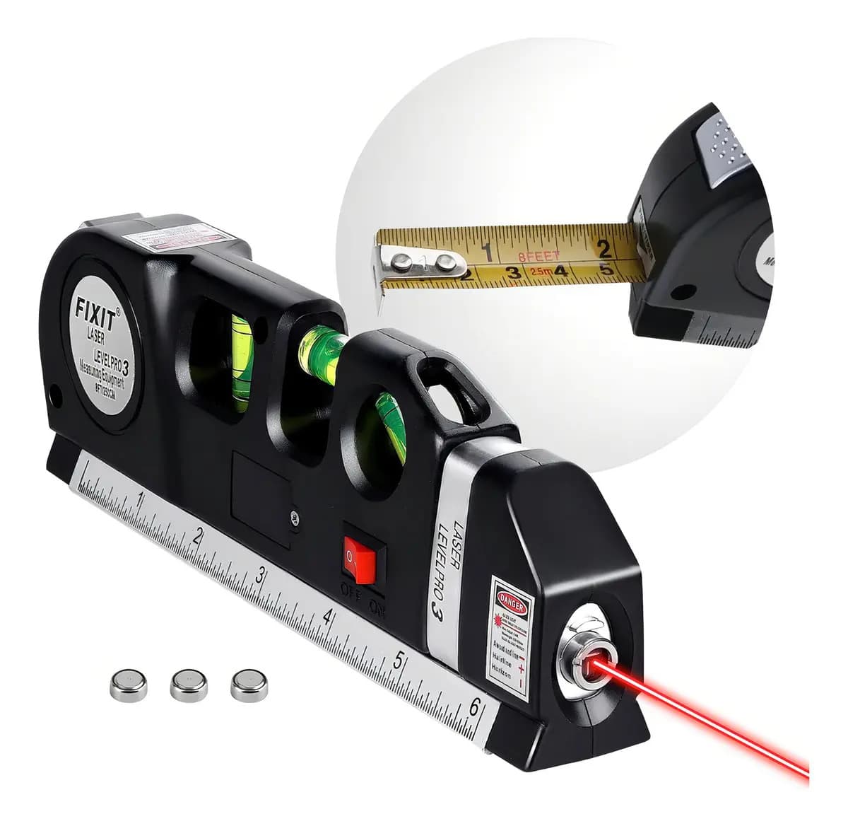 Nível a Laser 3 Linhas Nivel Laser 2 Pilhas AAA