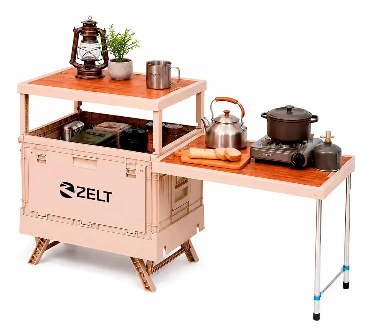 Caixa Armazenamento Camping Dobrável Com Mesa Lateral Zelt