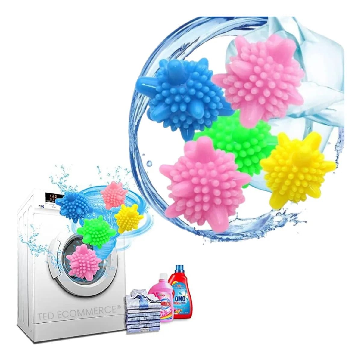 Gifttimport Esfera bolinha lava roupa maquina de lavar kit 4 peças sortidas